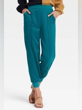 Who What Wear Teal Elastic-Cuff Pull-On Joggers